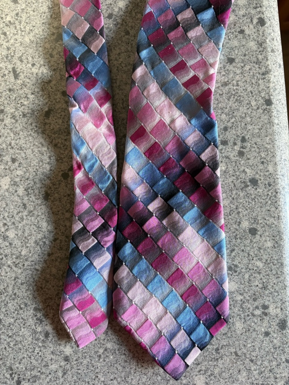 Van Heusen Pink Blue Purple Geometric Silk Tie